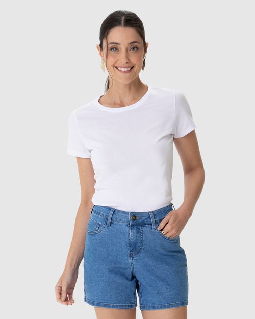 Blusa Básica Feminina Baby Look Em Algodão