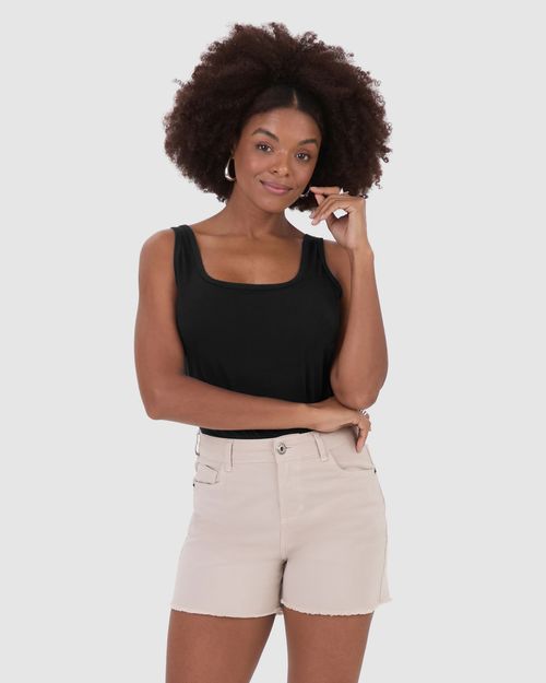 Regata Básica Feminina Decote U Em Algodão