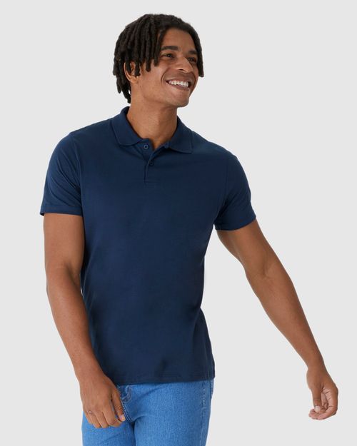 Camisa Polo Básica Masculina Peitilho Frontal Em Algodão