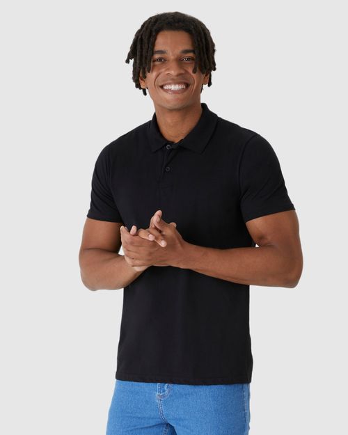 Camisa Polo Básica Masculina Peitilho Frontal Em Algodão