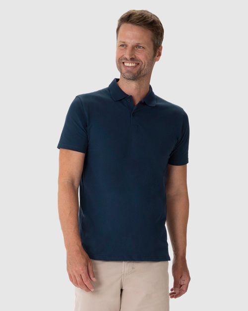 Camisa Polo Básica Masculina Gola Retilínea Em Piquet Stretch