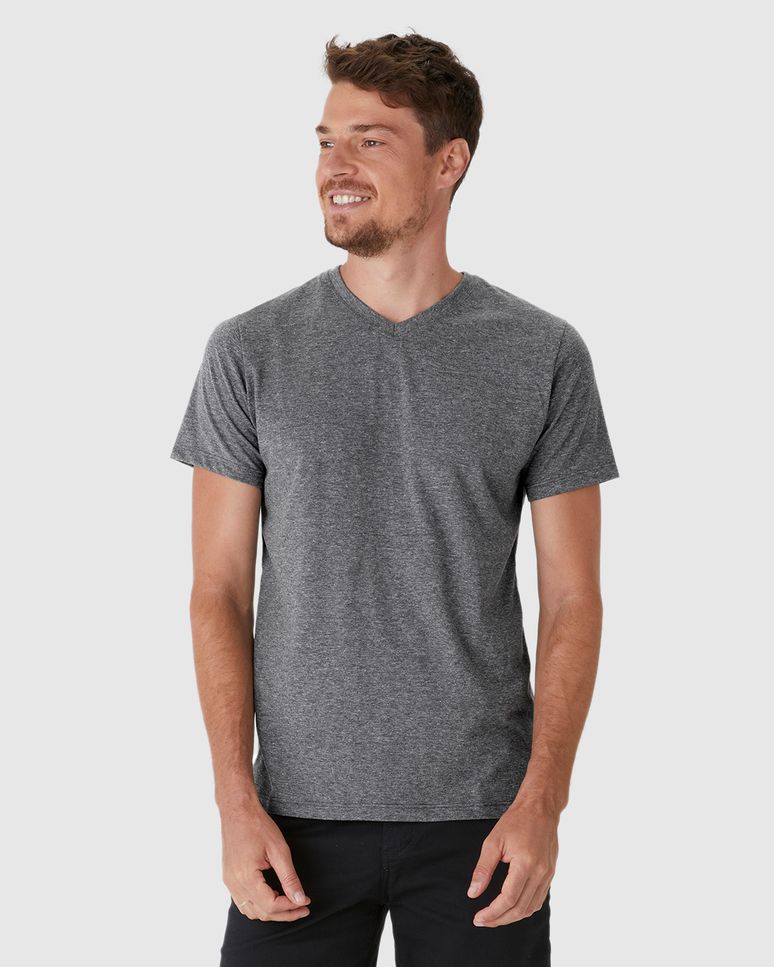 Camiseta Básica Masculina Gola V Em Algodão