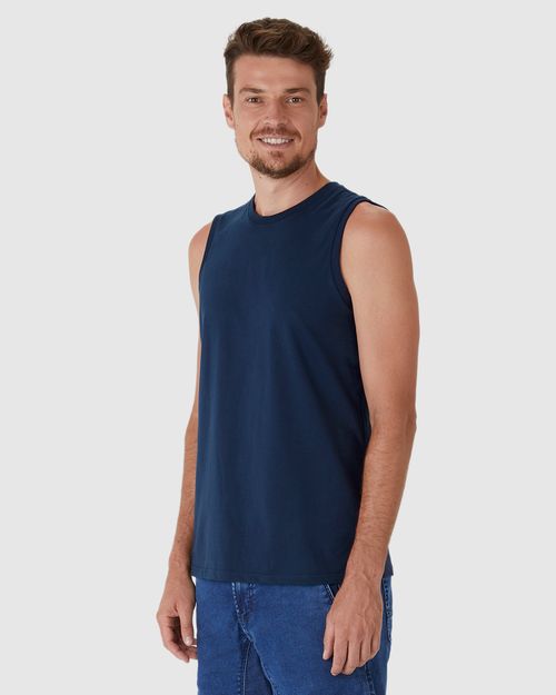 Regata Básica Masculina Cava Ajustada Em Algodão