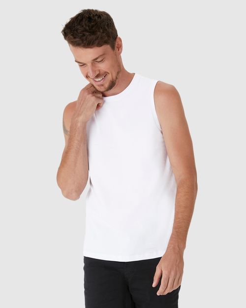 Regata Básica Masculina Cava Ajustada Em Algodão