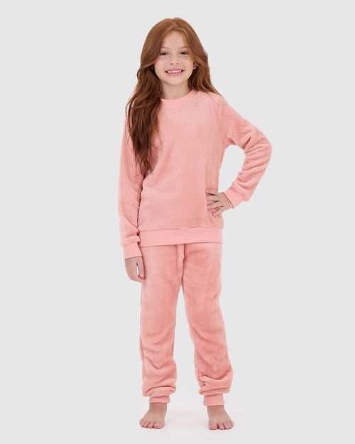 Pijama Infantil Menina Manga Longa Em Fleece Malwee Kids