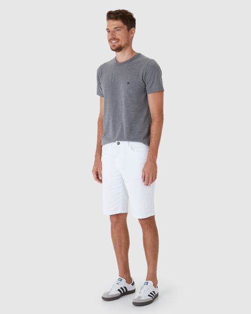 Bermuda Masculina Cintura Média Em Sarja Com Elastano