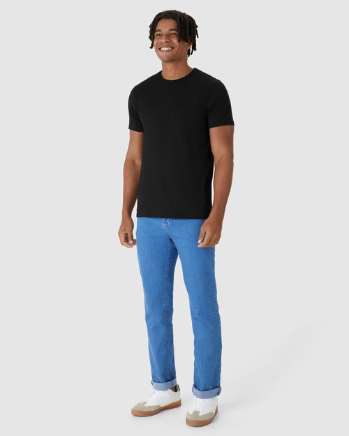 Camiseta Básica Masculina Bordado Peitoral Em Algodão