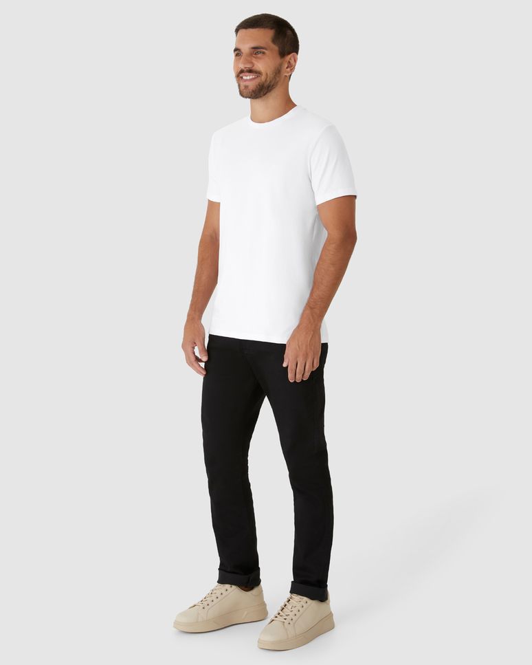 Camiseta Básica Masculina Bordado Peitoral Em Algodão