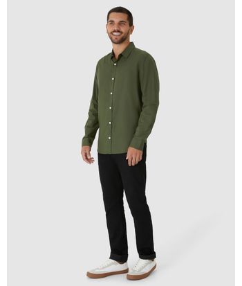 Camisa Masculina Regular Manga Longa Em Tricoline
