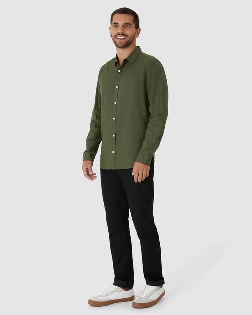 Camisa Masculina Regular Manga Longa Em Tricoline