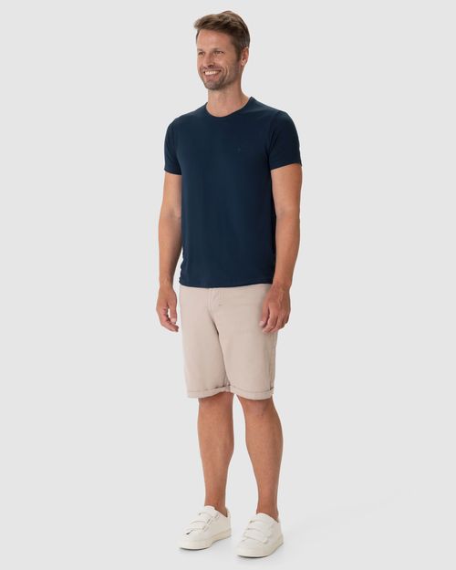 Camiseta Básica Masculina Bordado Peitoral Em Viscose Stretch