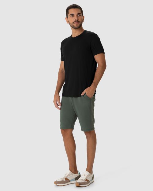 Camiseta Básica Masculina Bordado Peitoral Em Viscose Stretch