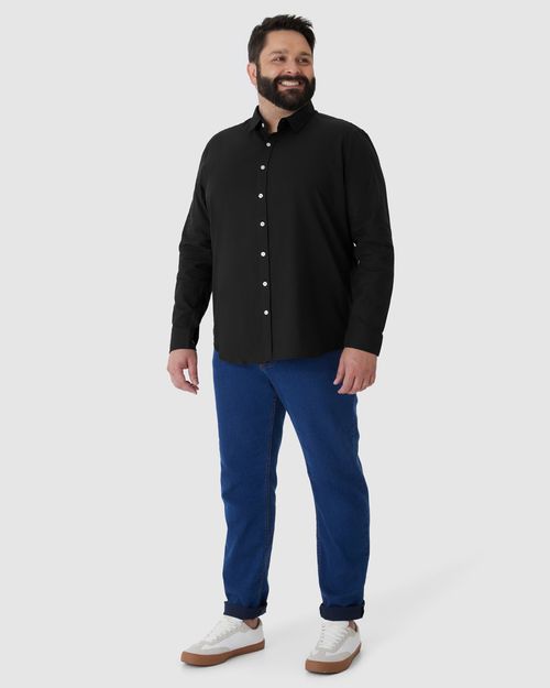 Camisa Básica Masculina Plus Size Em Tricoline