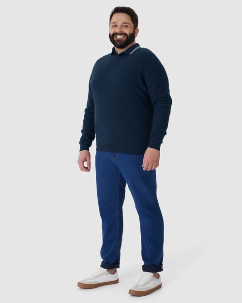Suéter Masculino Plus Size Manga Longa Em Tricô