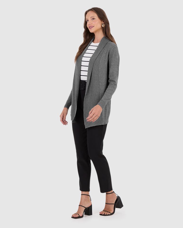 Cardigan Alongado Feminino Em Tricô