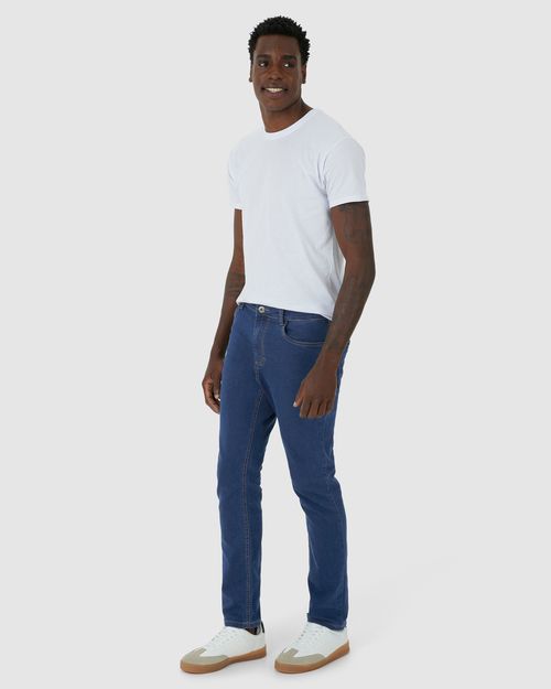Calça Slim Masculina Cintura Média Em Flex Jeans