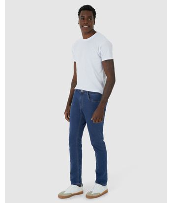 Calça Slim Masculina Cintura Média Em Flex Jeans