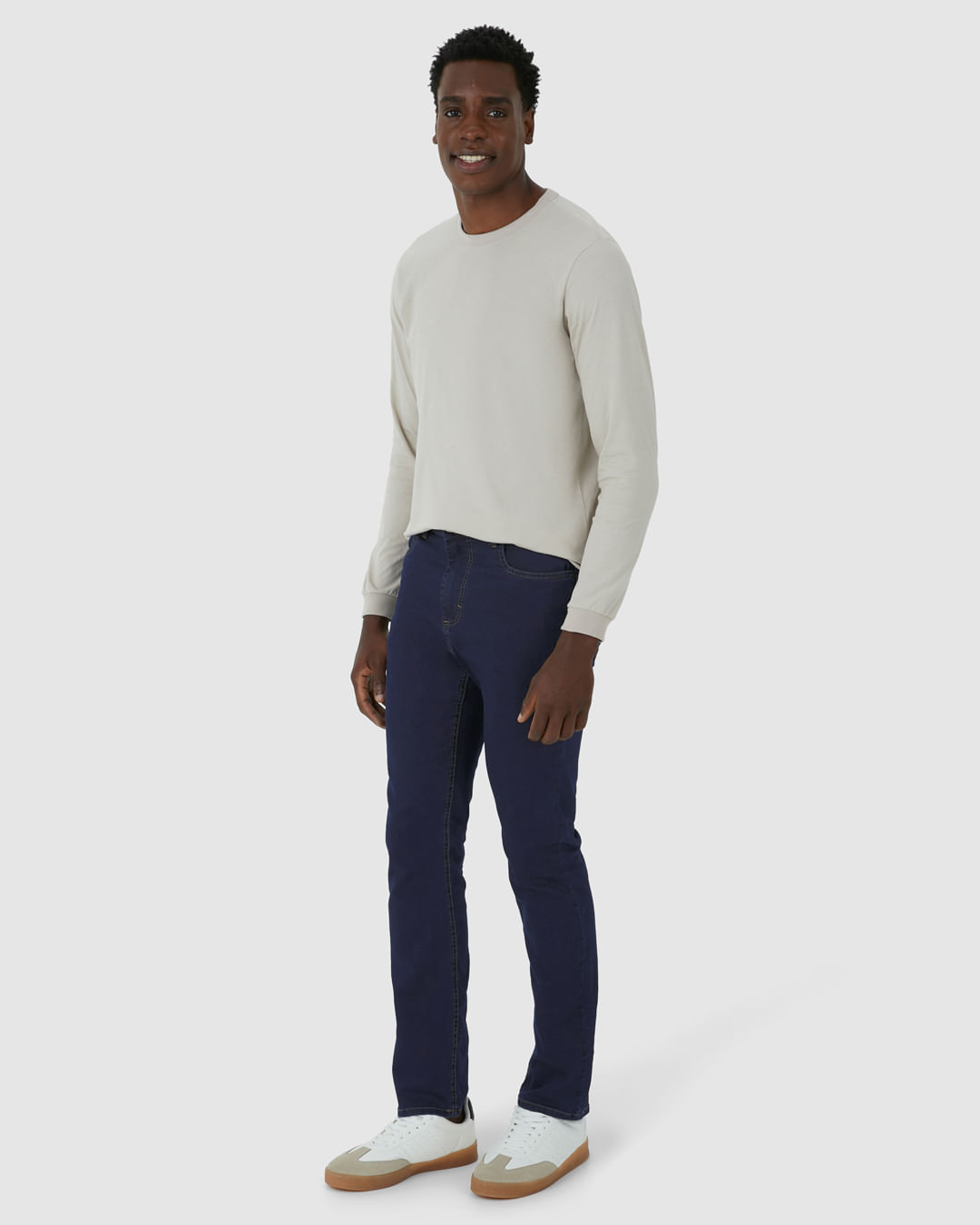 Calça Slim Masculina Cintura Média Em Flex Jeans AZUL - Malwee