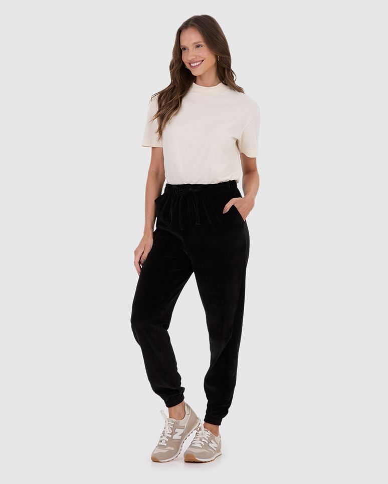 Calça Básica Feminina Jogger Em Malha Plush
