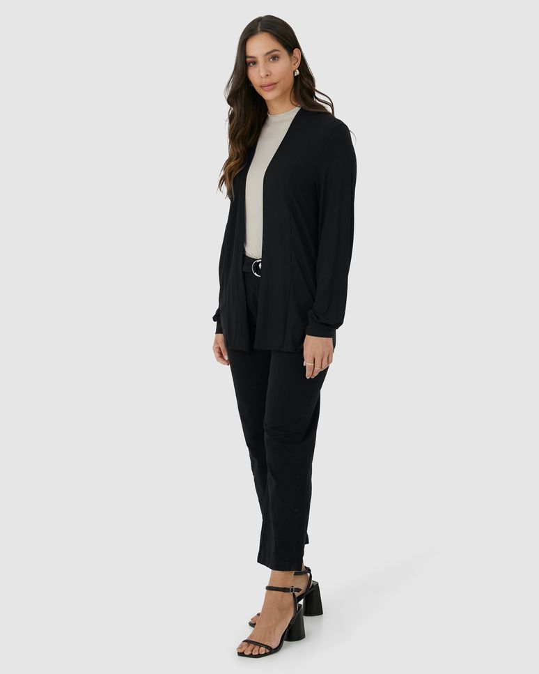 Cardigan Alongado Feminino Em Viscose Stretch