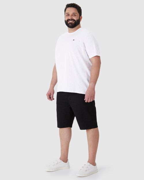 Camiseta Básica Masculina Plus Size Com Bordado Em Malha Botonê