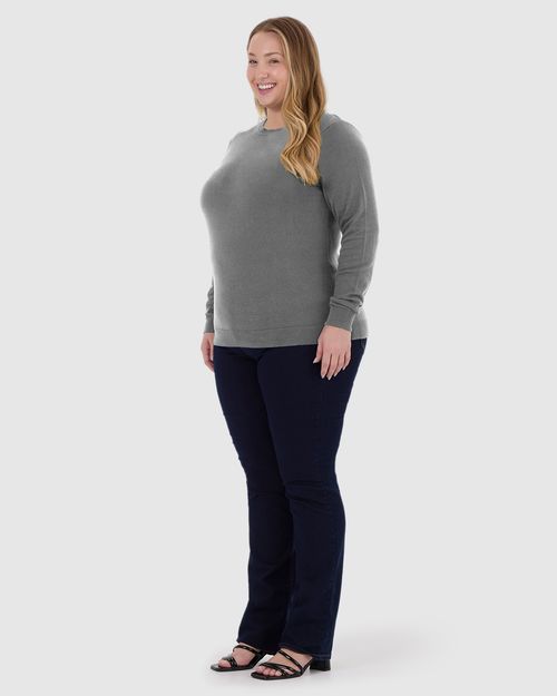 Suéter Básico Feminino Plus Size Gola Redonda Em Tricô