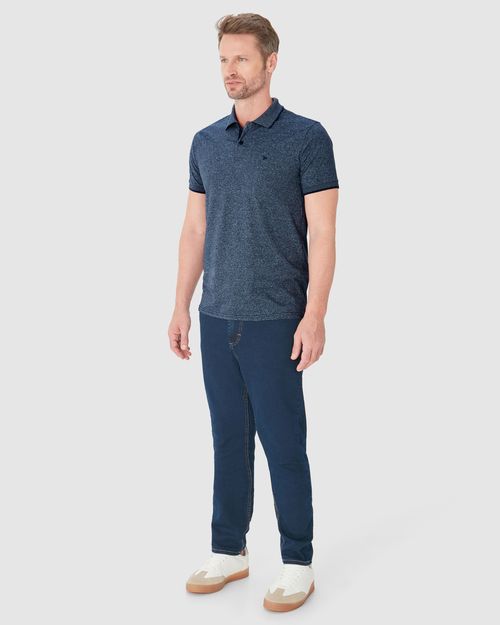 Camisa Polo Básica Masculina Slim Em Malha Rajada