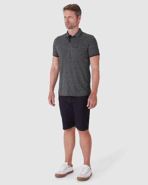 Camisa Polo Básica Masculina Slim Em Malha Rajada