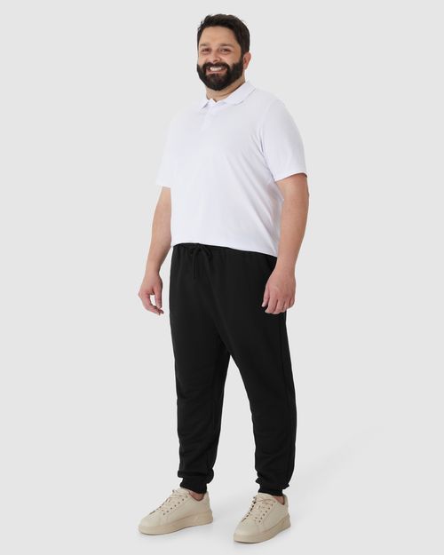 Calça Básica Masculina Jogger Plus Size Em Moletom Flanelado