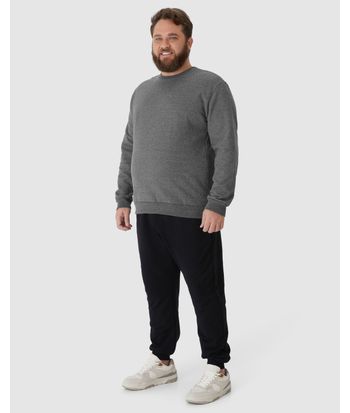 Blusão Básico Masculino Plus Size Decote Redondo Em Moletom Flanelado