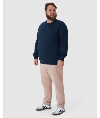 Blusão Básico Masculino Plus Size Decote Redondo Em Moletom Flanelado