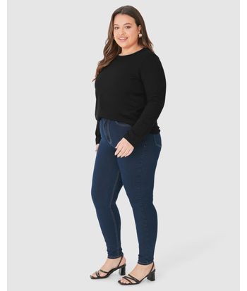 Blusa Básica Feminina Plus Size Manga Longa Em Algodão