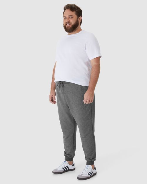 Calça Básica Masculina Plus Size Jogger Em Moletom