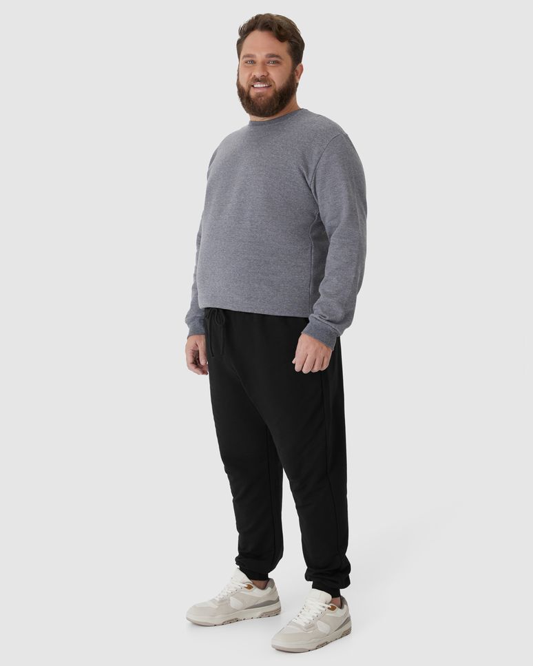 Calça Básica Masculina Plus Size Jogger Em Moletom