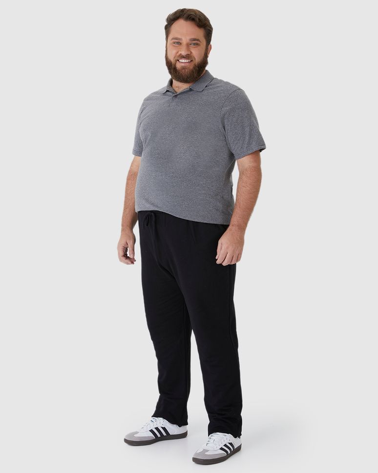 Calça Básica Masculina Plus Size Em Moletom Flanelado