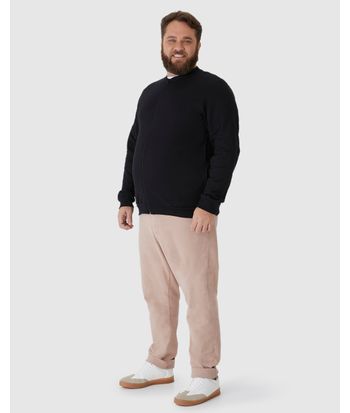Jaqueta Básica Masculina Plus Size Com Zíper Em Moletom Flanelado
