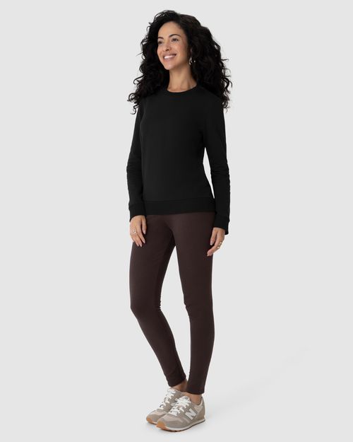 Blusão Básico Feminino Manga Longa Em Moletom Stretch