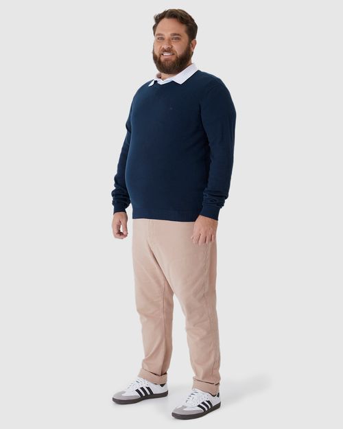Suéter Básico Masculino Plus Size Decote V Em Tricô