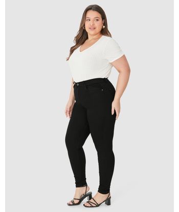 Calça Feminina Plus Size Skinny Em Flex Jeans
