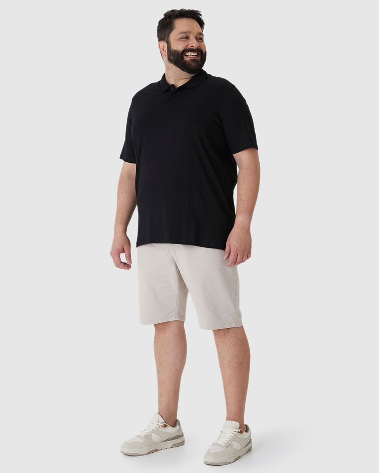Camisa Polo Básica Masculina Plus Size Em Algodão