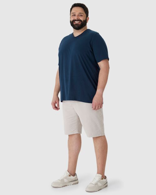 Camiseta Básica Masculina Plus Size Decote V Em Algodão