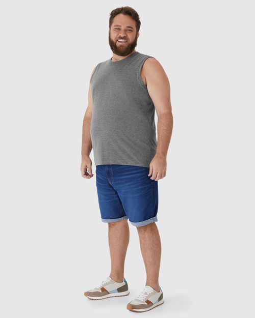 Regata Básica Masculina Plus Size Cava Ajustada Em Algodão