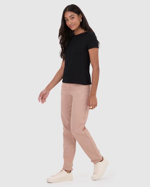 Blusa Básica Feminina Decote Redondo Em Viscose Stretch