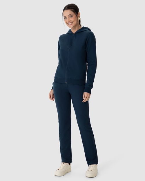 Jaqueta Básica Feminina Com Capuz Moletom Stretch Flanelado