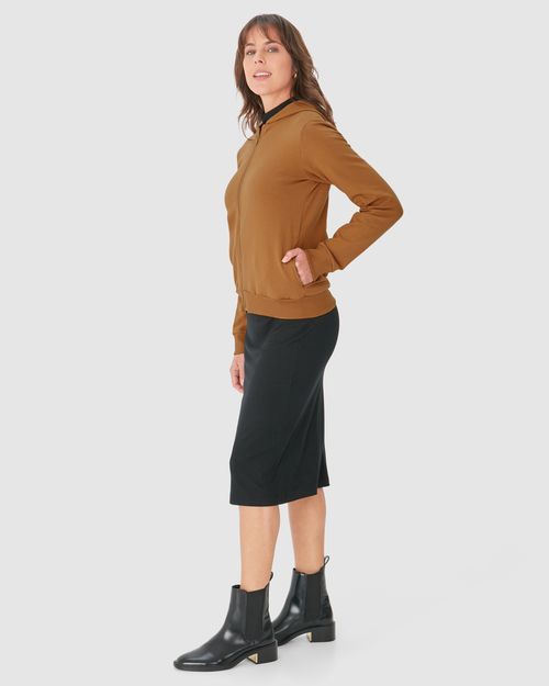 Jaqueta Básica Feminina Com Capuz Moletom Stretch Flanelado