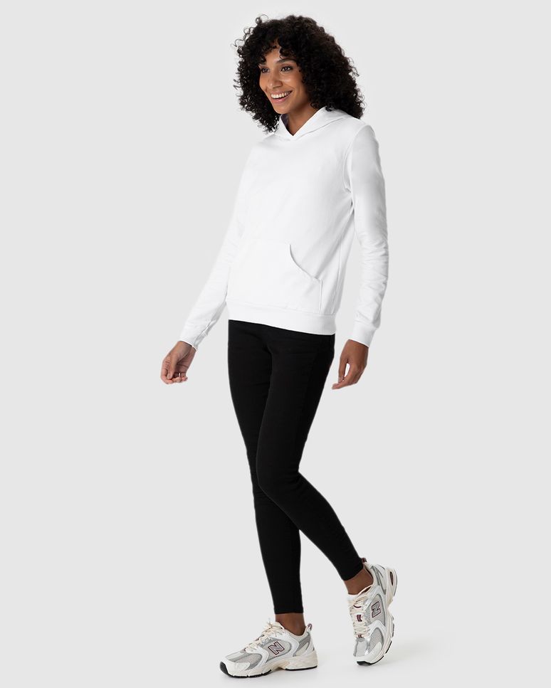 Blusão Básico Feminino Com Capuz Moletom Stretch Flanelado