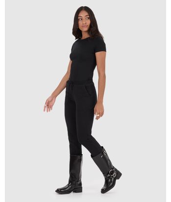 Calça Básica Feminina Jogger Bolso Faca Em Moletom Stretch Flanelado