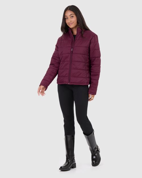 Jaqueta Básica Feminina Puffer Bolso Funcional Em Nylon