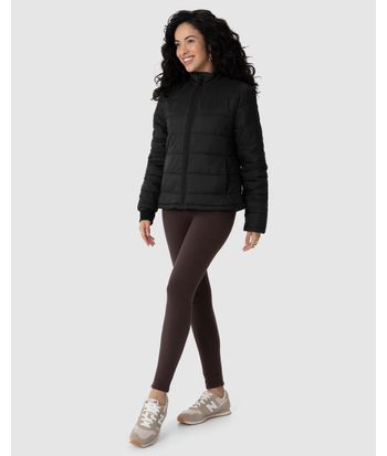 Jaqueta Básica Feminina Puffer Bolso Funcional Em Nylon
