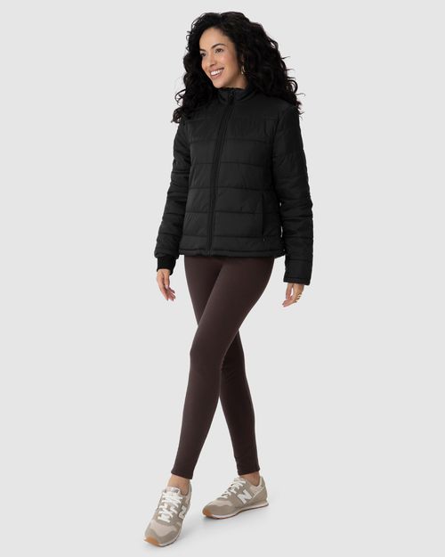 Jaqueta Básica Feminina Puffer Bolso Funcional Em Nylon